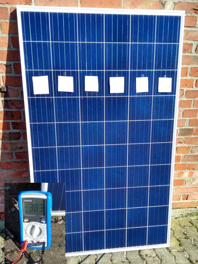 Solarmodul Verschattung Fleckentest