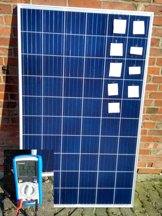 Solarmodul Verschattung Fleckentest